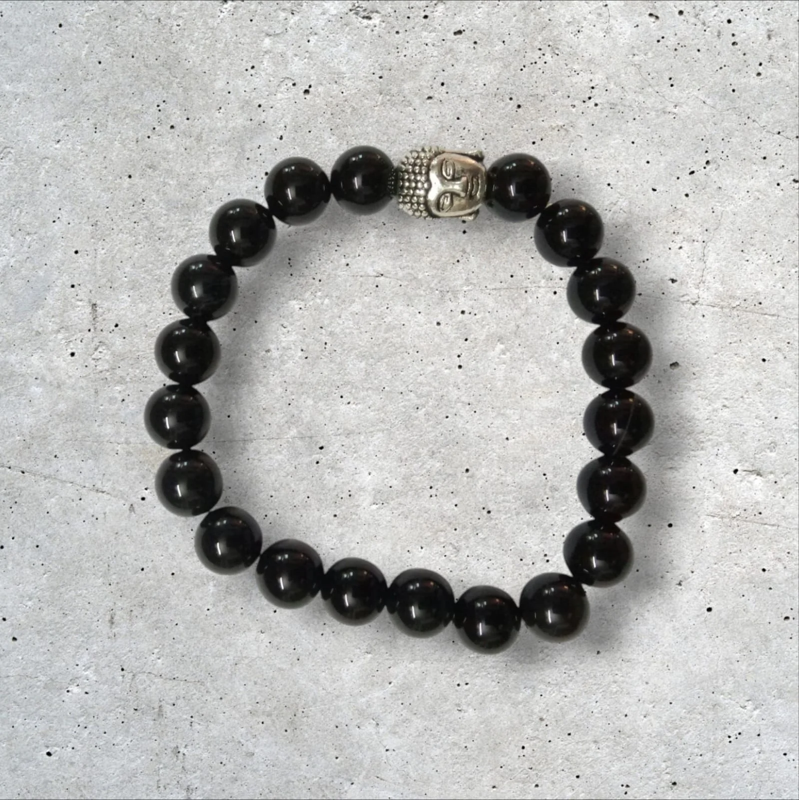 Black Onyx Bracelet with Buddha Head